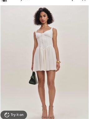 Reformation Wynn Dress Cream Button-Front Mini Dress